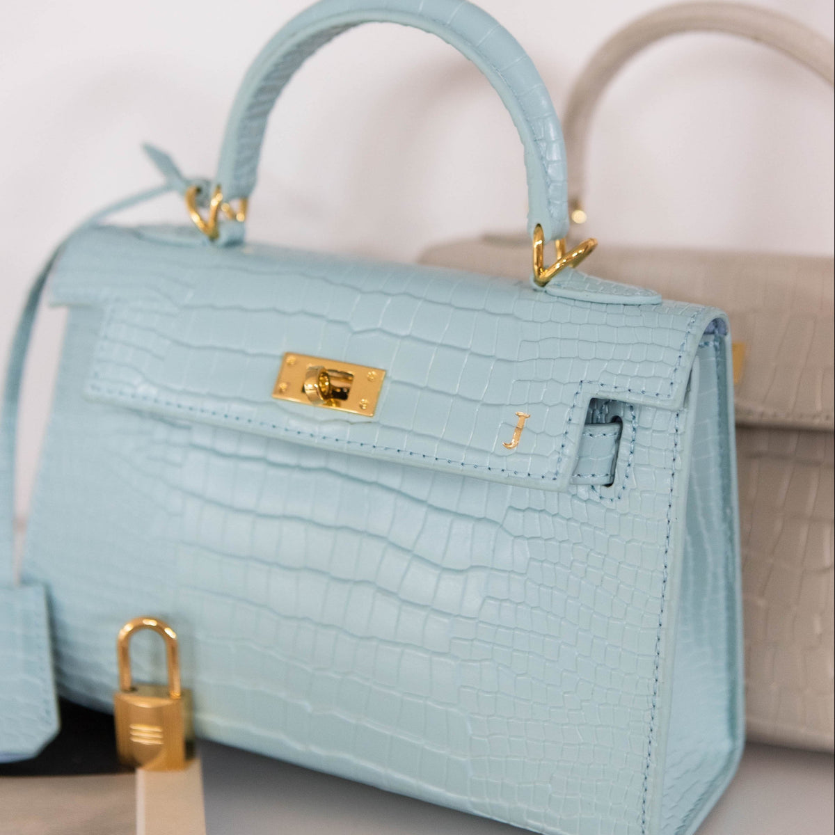 Bags  Baby Ice Blue Birkin Style Handbag Leather Made In Italy