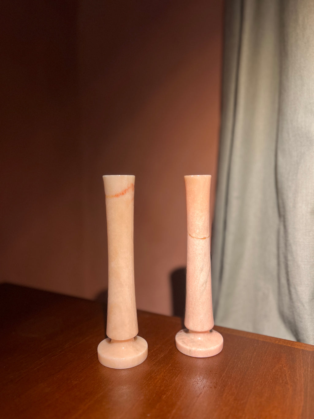 Azurina Antiques Pink Marble Candlesticks