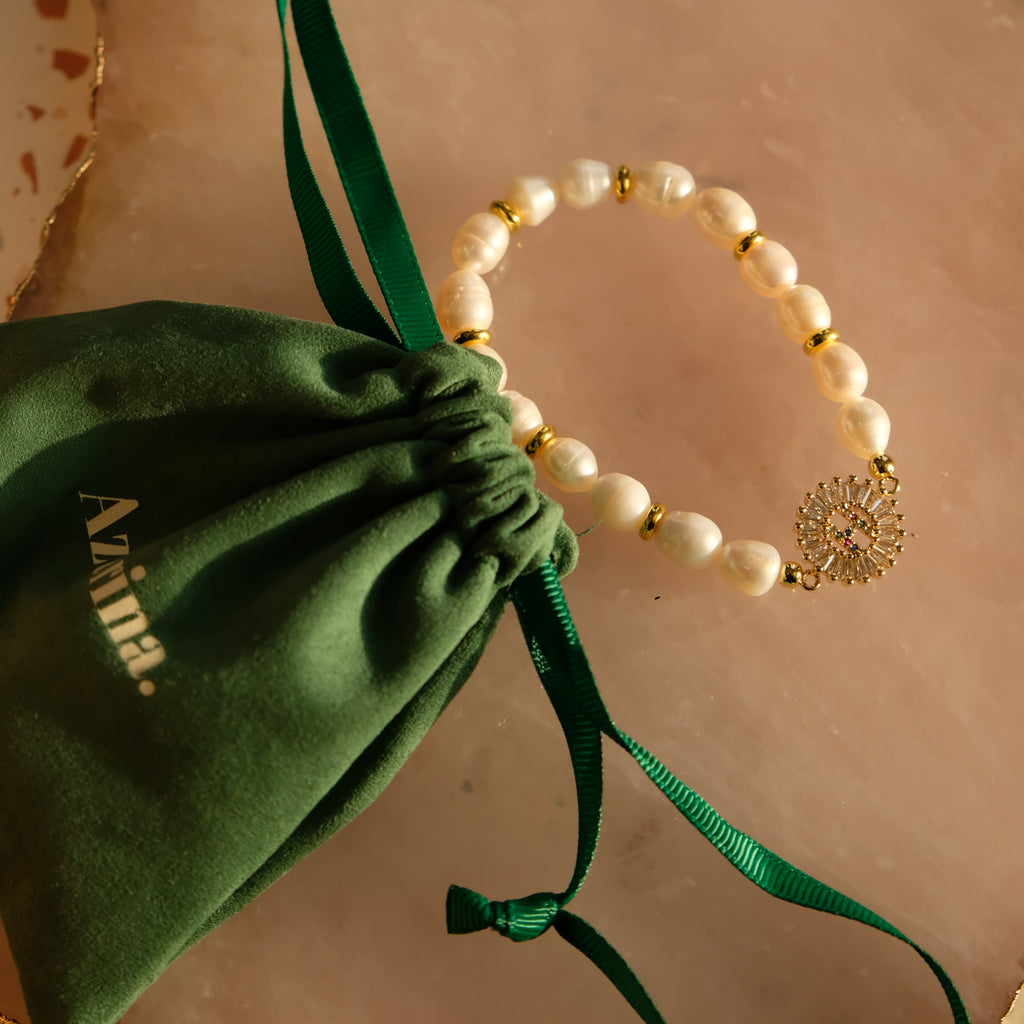 Mykonos Pearl Initial Bracelet - H