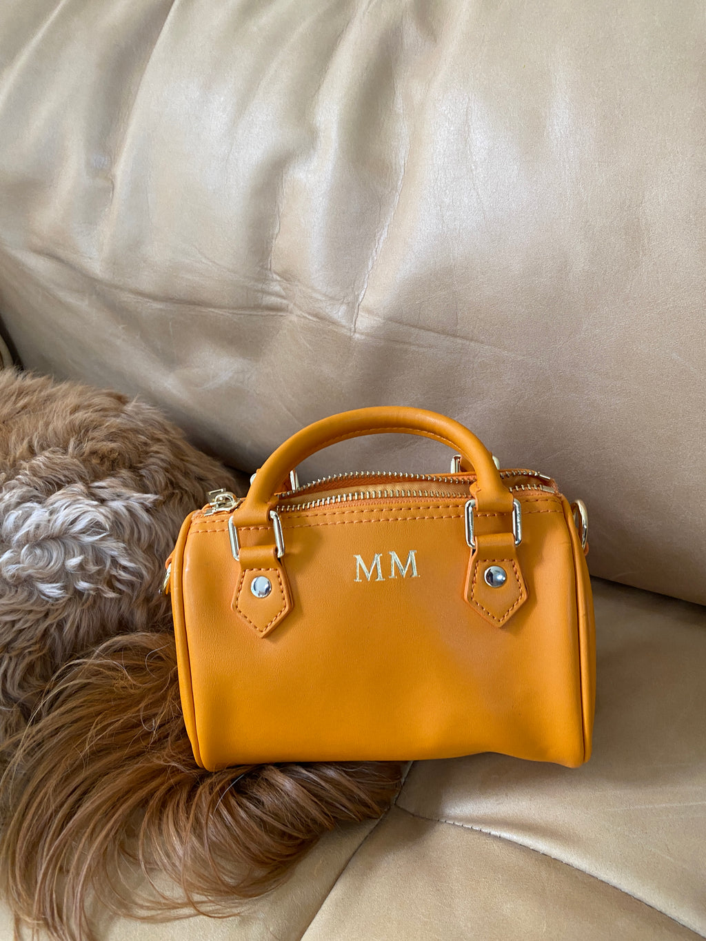 'Melbourne' Saffron Smooth Leather Mini Bowling Bag