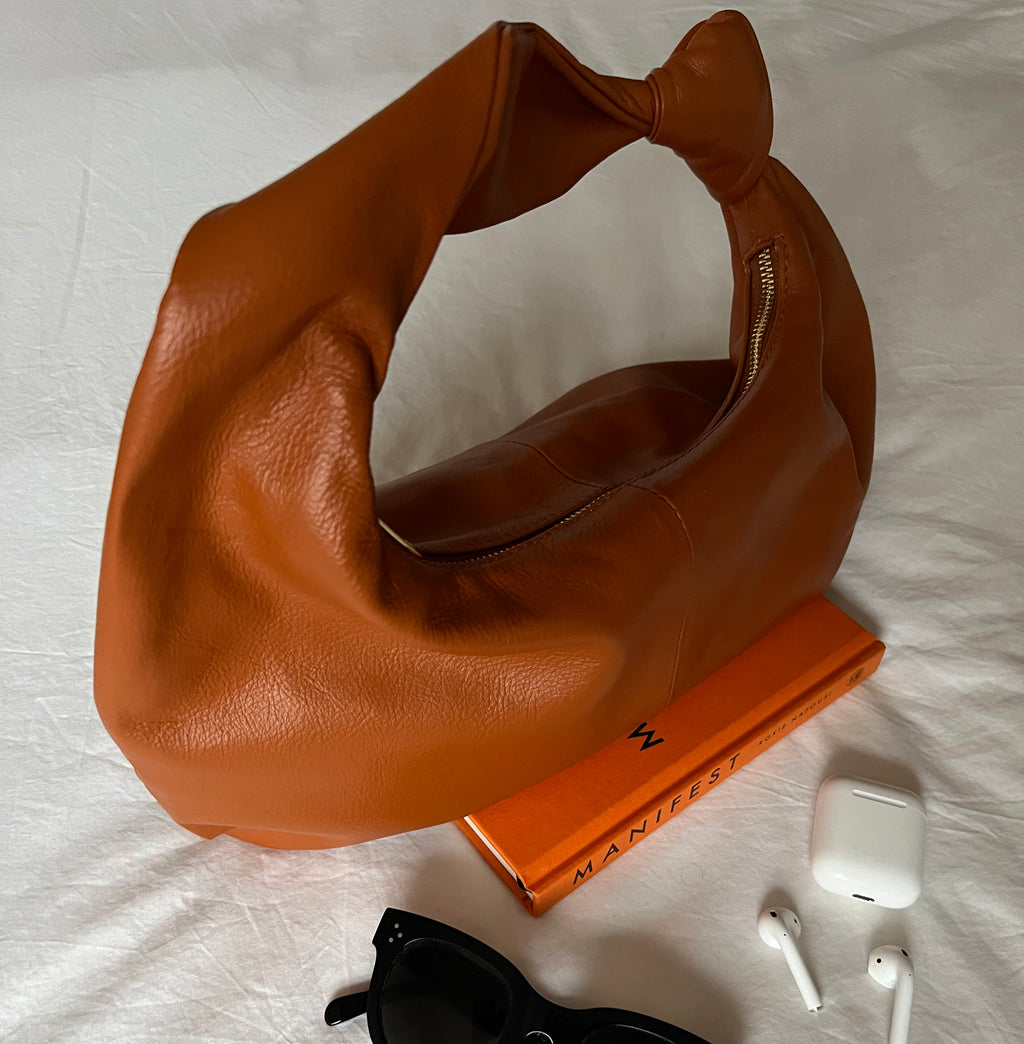 'Pompeii' Tan Smooth Leather Slouch Shoulder Bag