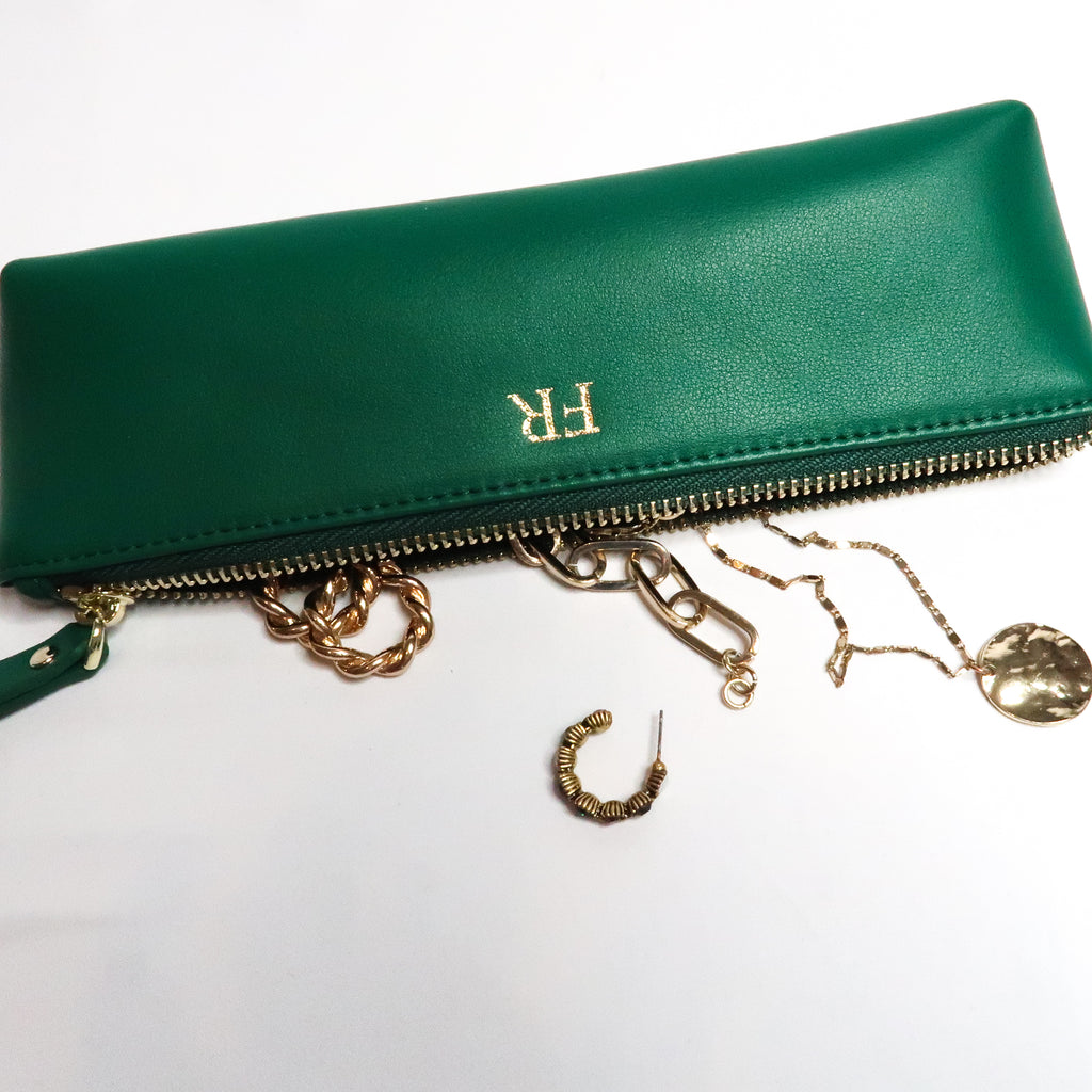 'Munich' Emerald Smooth Leather Pencil Case